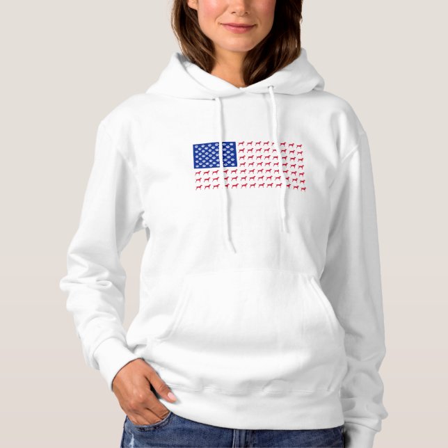 Moletom A bandeira americana Hoodie, de Vizsla, de mulhere (Frente)