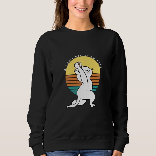 Moletom A Cat's Secret To Life Retro Yoga Cat Present (Frente)