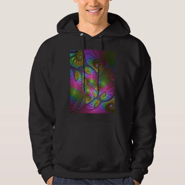 Moletom A Colorida Arte Abstrata Fractal Trippy Luminosa (Frente)