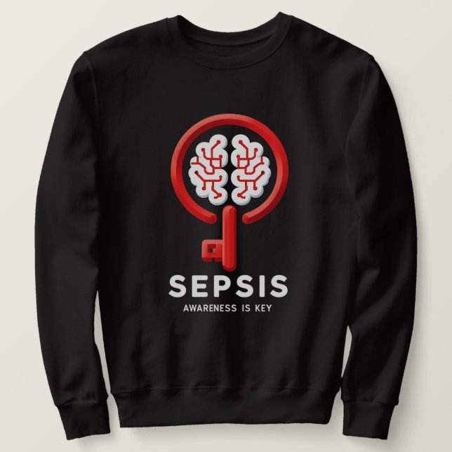 Moletom A Consciência Sepsis é a camisola principal (Frente do Design)
