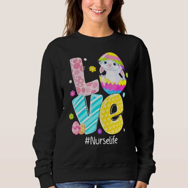 Moletom A Enfermeira Do Amor Pode Rn Ou Bunny Ouve Páscoa  (Frente)