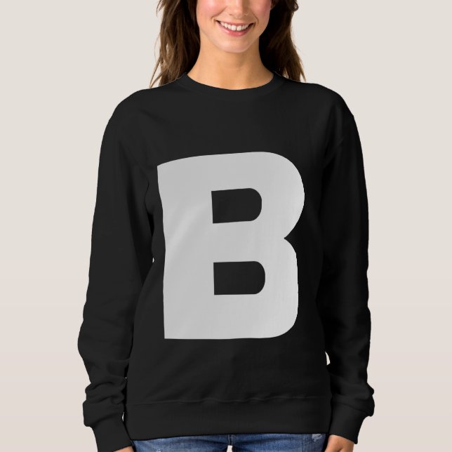 Moletom A letra B maiúscula, branco simples, em negrito (Frente)
