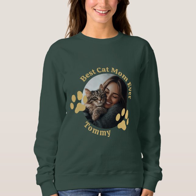Moletom A Melhor Gato Personalizada Mãe Nunca Suou Com Nom (Frente)