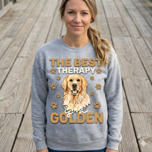 Moletom A Melhor Terapia é um Amante de Cachorro Dourado