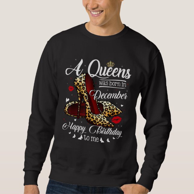 Moletom A Queen Was Born In December Retro Hearts Leopard  (Frente)