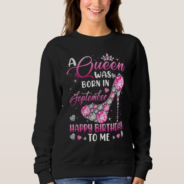Moletom A Queen Was Born In September Diamond Pink High He (Frente)