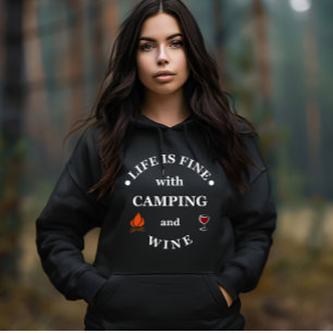 Moletom a vida é boa com acampar e vinho