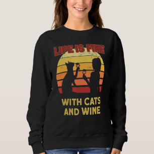 Moletom A Vida É Boa Com Gatos E Gatos De Vinho Mãe