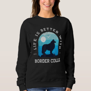 Moletom A Vida é Melhor Border Collie Azul Vintage Mãe Pai
