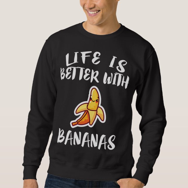 Moletom A vida é melhor com a Fruta de bananas e o present (Frente)