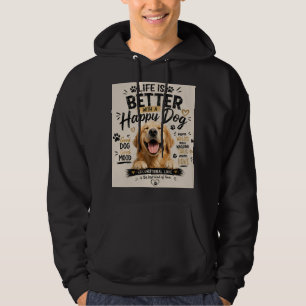 Moletom A Vida é Melhor com Design de Cães Felizes