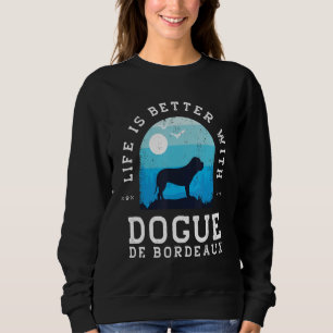 Moletom A Vida é Melhor com Dogue De Bordeaux Azul Vintage