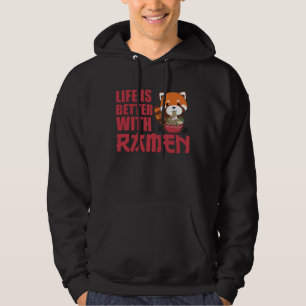 Moletom A vida é melhor com Ramen Red Panda come Ramen
