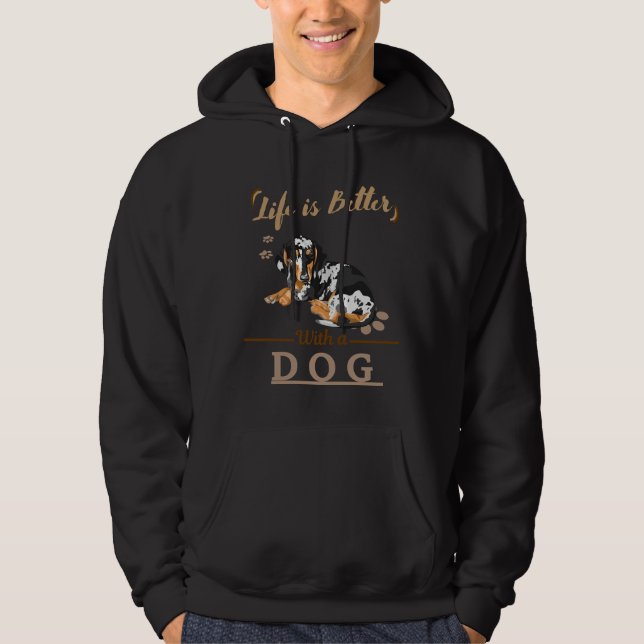 Moletom A Vida É Melhor Com Um Dachshund Cachorro (Frente)