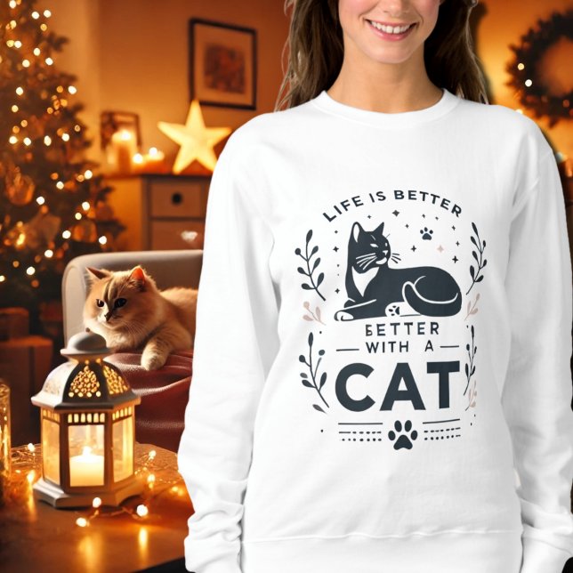 Moletom A vida é melhor com um gato (Criador carregado)