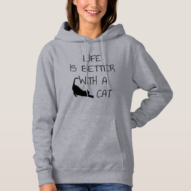 Moletom A Vida É Melhor Com Um Gato - Amantes De Gato (Frente)