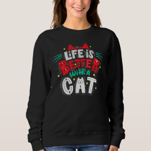 Moletom A Vida É Melhor Com Um Gato - Orelos De Gato E Gri