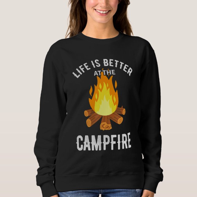 Moletom A Vida É Melhor Na Aventura De Camping De Campfire (Frente)