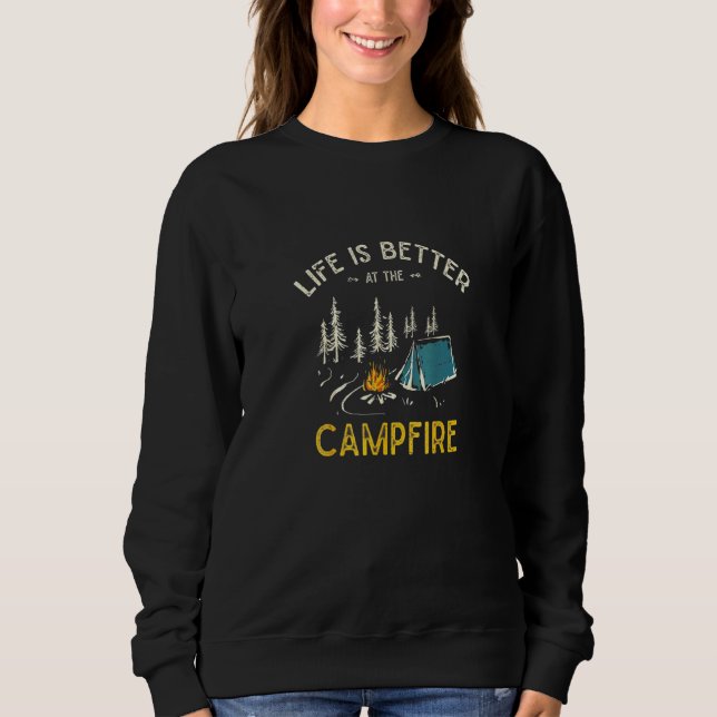 Moletom A Vida É Melhor No Acampamento De Campfire Camp (Frente)