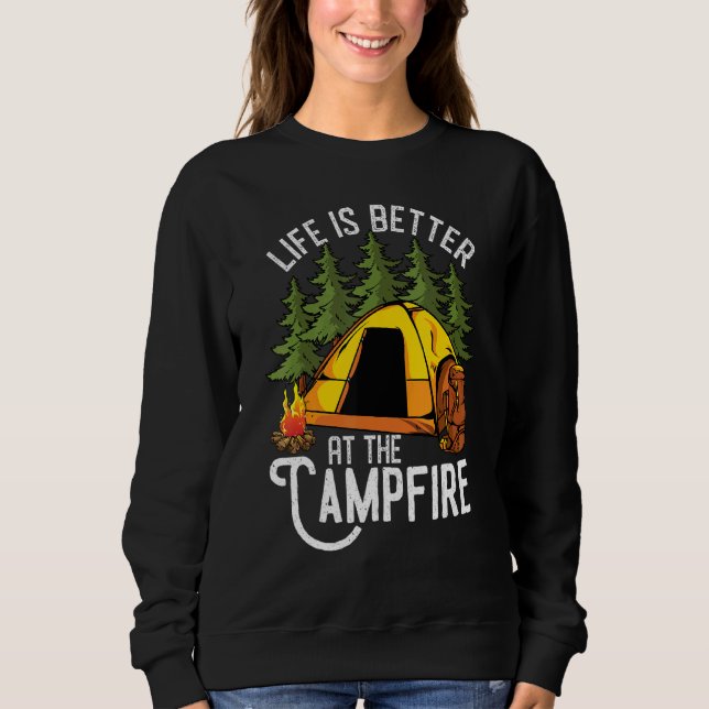 Moletom A Vida É Melhor No Fogo Como Acampamento (Frente)