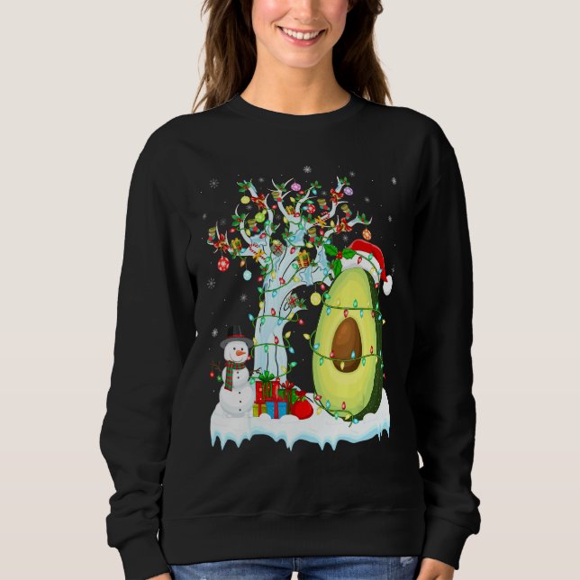 Moletom Abacate Fruta Xmas Tree Lighting Santa Hat Avocado (Frente)