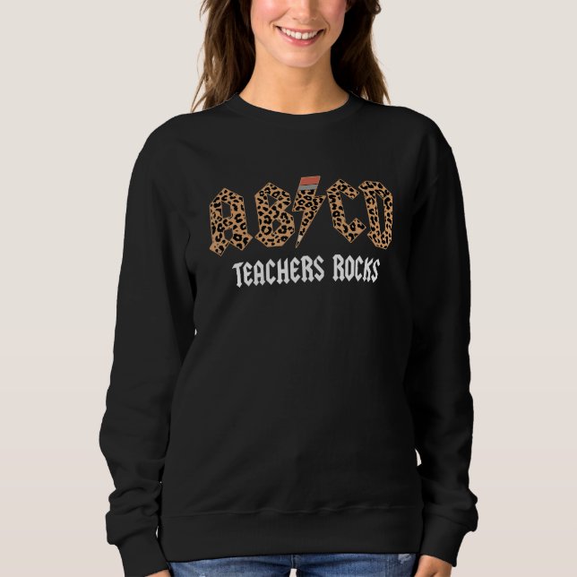 Moletom ABCD Rocks Teachers Back To School Leopard Student (Frente)