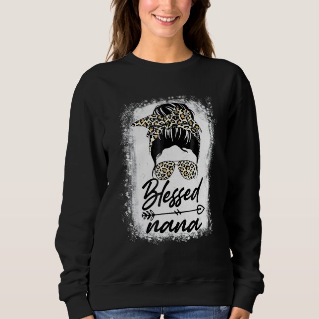 Moletom Abençoada Nana Leopard Para Mulheres Mães Mãe Mãe  (Frente)