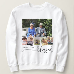 Moletom Abençoada, Personalizada Colagem da Família Fotogr