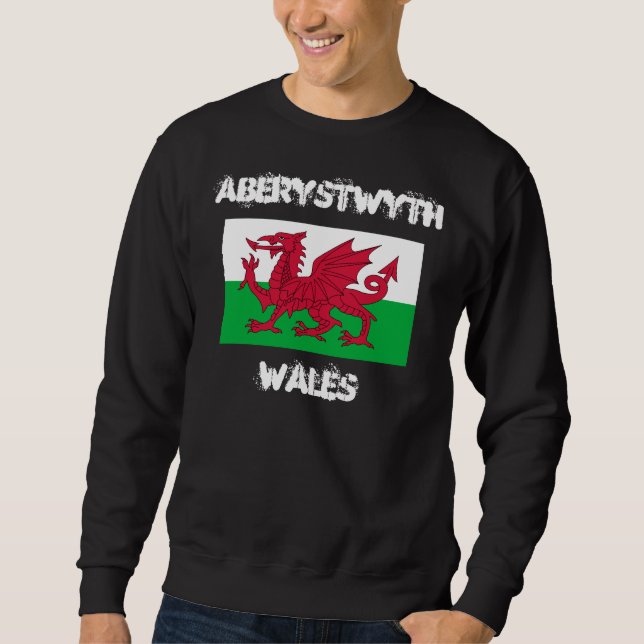 Moletom Aberystwyth, País de Gales com bandeira galesa (Frente)