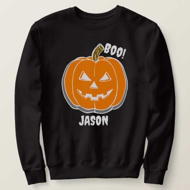 Moletom Abóbora assustadora do Feliz Halloween (Frente do Design)