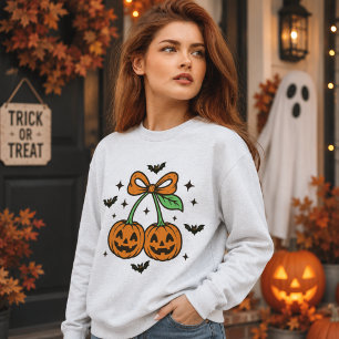 Moletom Abóbora Cerejas Arco Morcegos de Halloween Gráfico