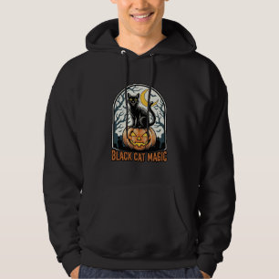 Moletom Abóbora de Gato Preto Gravura Vintage de Halloween