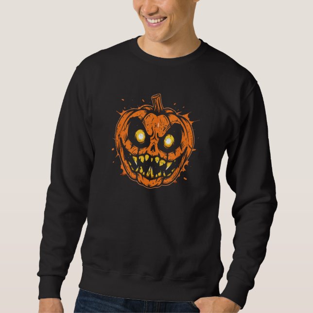 Moletom Abóbora de Halloween com Rosto Assustador Tallado  (Frente)