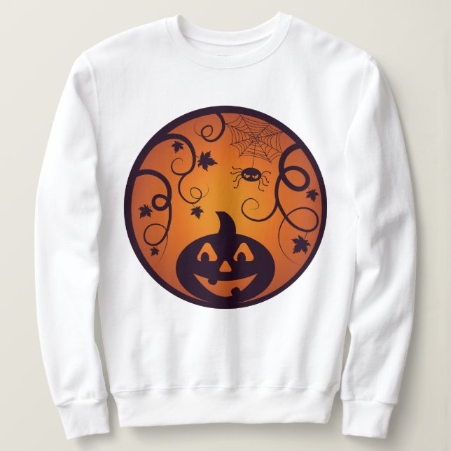 Moletom Abóbora de Halloween Jack o lantern rosto e aranha (Frente do Design)