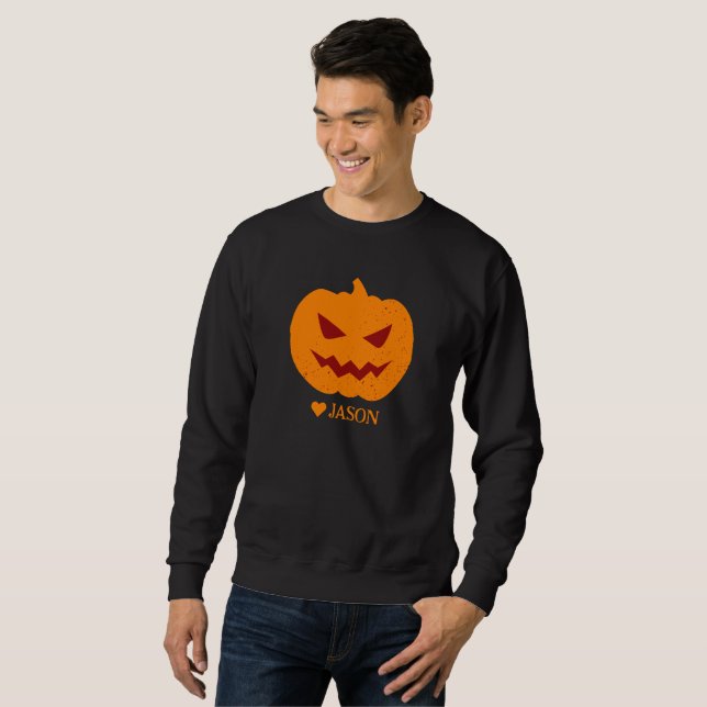 Moletom Abóbora-de-laranja-assustada do Feliz Dia das Brux (Frente Completa)