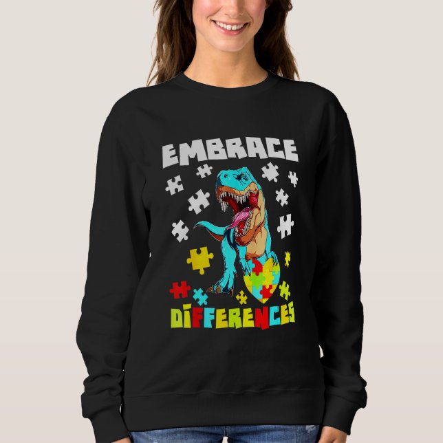 Moletom Abraçar Diferenças T Rex Dinossaur Quebra-cabeça A (Frente)