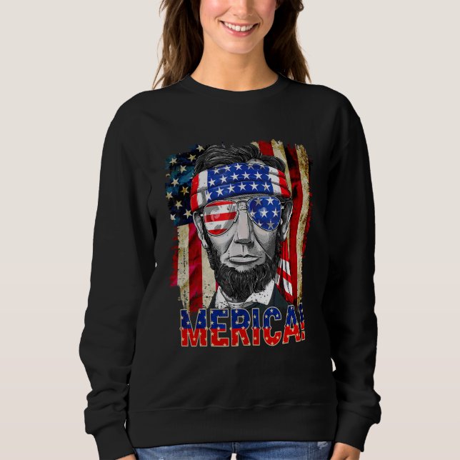 Moletom Abraham Lincoln 4 De Julho Merica American Flag M (Frente)