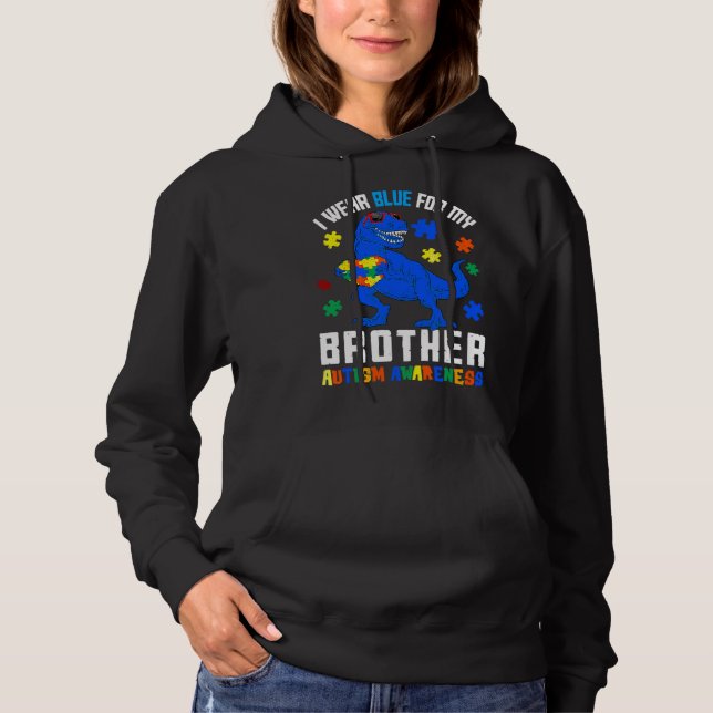 Moletom Abril Eu Visto Azul Para O Irmão Dinossauro Autism (Frente)