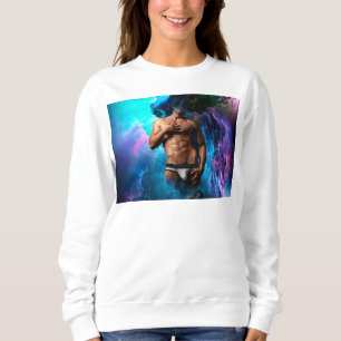 Moletom Abst azul púrpura do Homem de SlipperyJoe