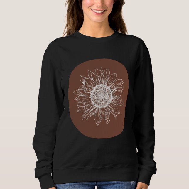 Moletom Abstract Brown Pastel Boho Sunflower Minimalistic  (Frente)