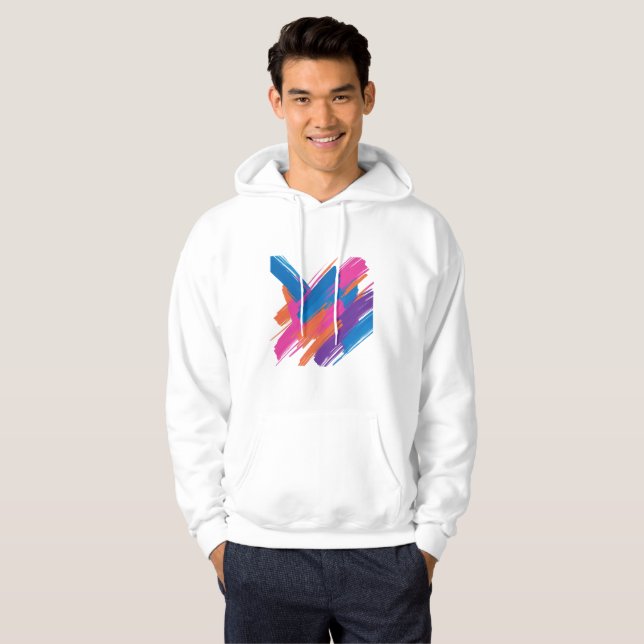 Moletom Abstract Brush Stroke Hoodie – Vibrant Artistic Sw (Frente Completa)
