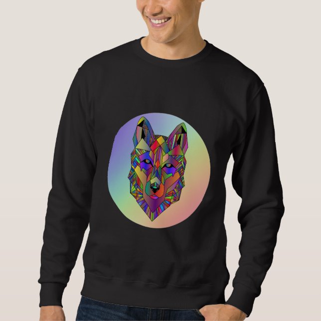Moletom Abstract geometric cubic wolf  art  T-Shirt (Frente)