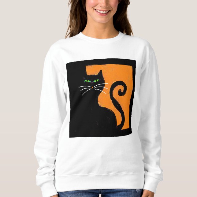 Moletom Abstrato Black Cat Halloween Art (Frente)