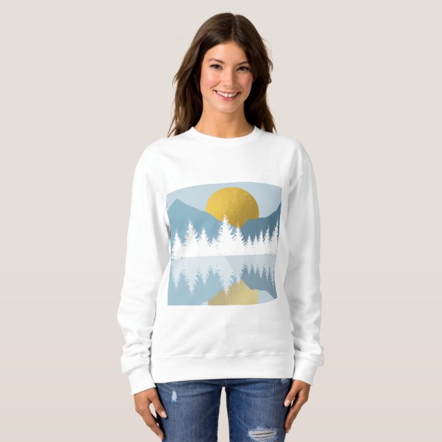 Moletom Abstrato Landscape Ouro Winter Sunset Sunrise (Frente Completa)