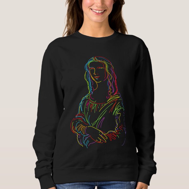 Moletom Abstrato Neon Mona Lisa Line Art (Frente)