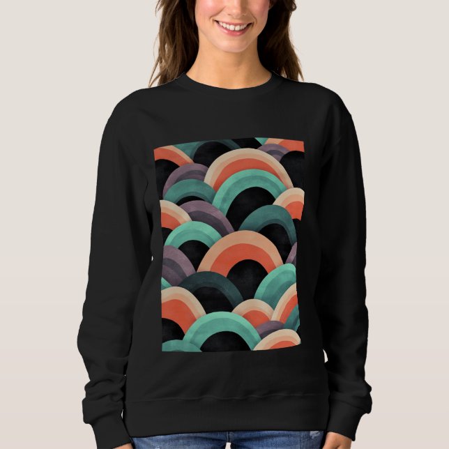 Moletom Abstrato Rainbow Waves Moderna Design de Arte (Frente)