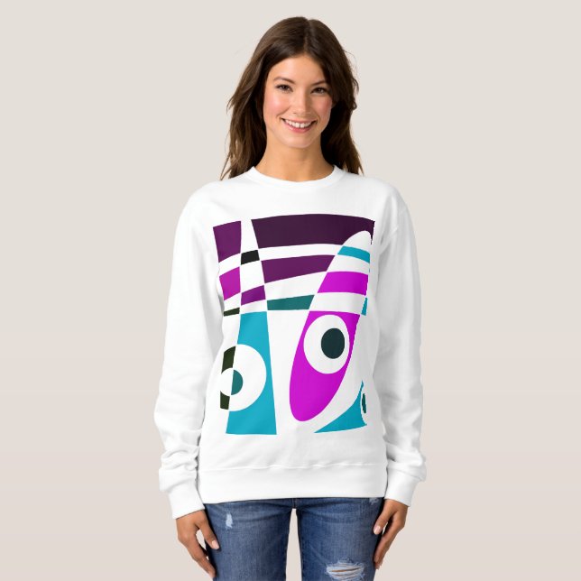 Moletom Abstrato surfing Cyan Magenta White (Frente Completa)