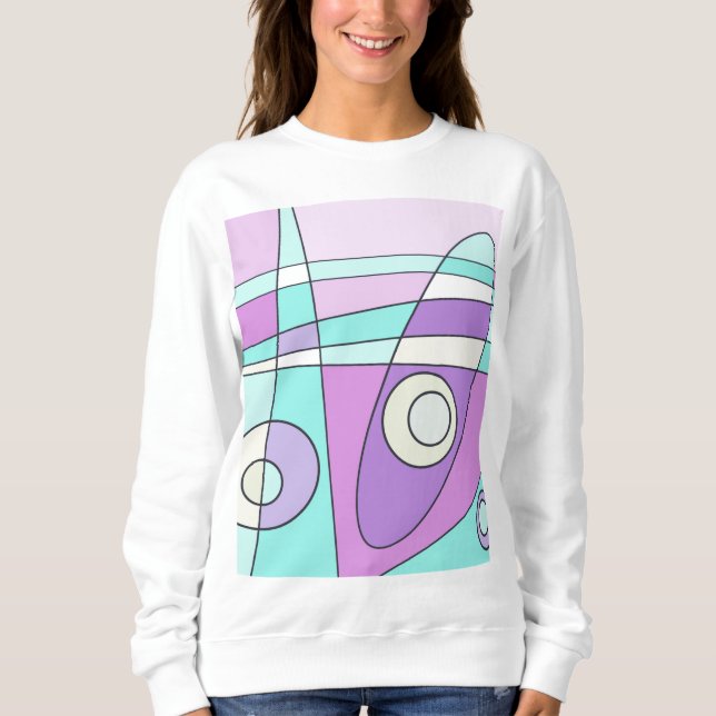 Moletom Abstrato Surfing Pastel Turquoise Lilac (Frente)