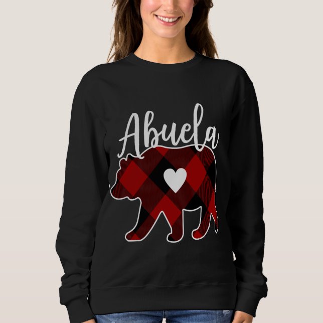 Moletom Abuela Bear Christmas Buffalo Xadrez Red White E (Frente)