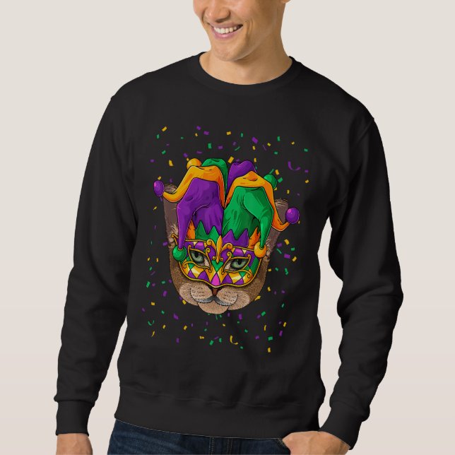 Moletom Abyssinian Mardi Gras Cat Face Carnaval Jester Fes (Frente)
